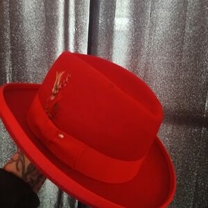 Men's Bold Red Fedora Hat